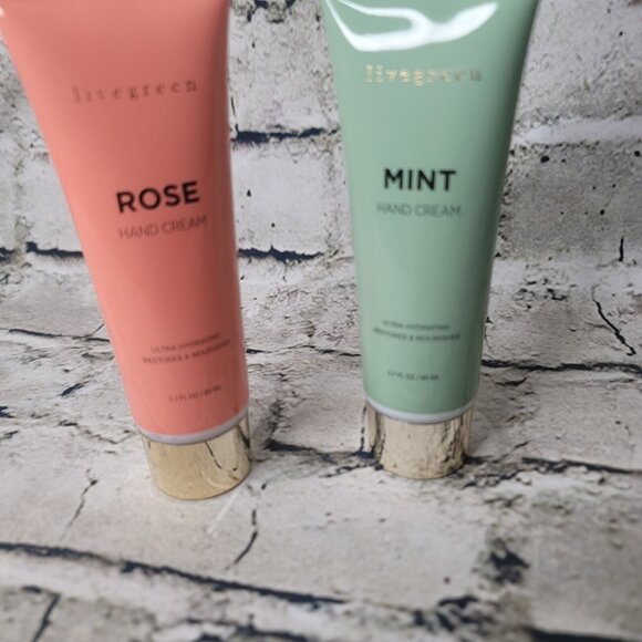 New Lot 2 Livegreen Hand Cream Mint and Rose 2.7 Oz Each - Picture 1 of 4